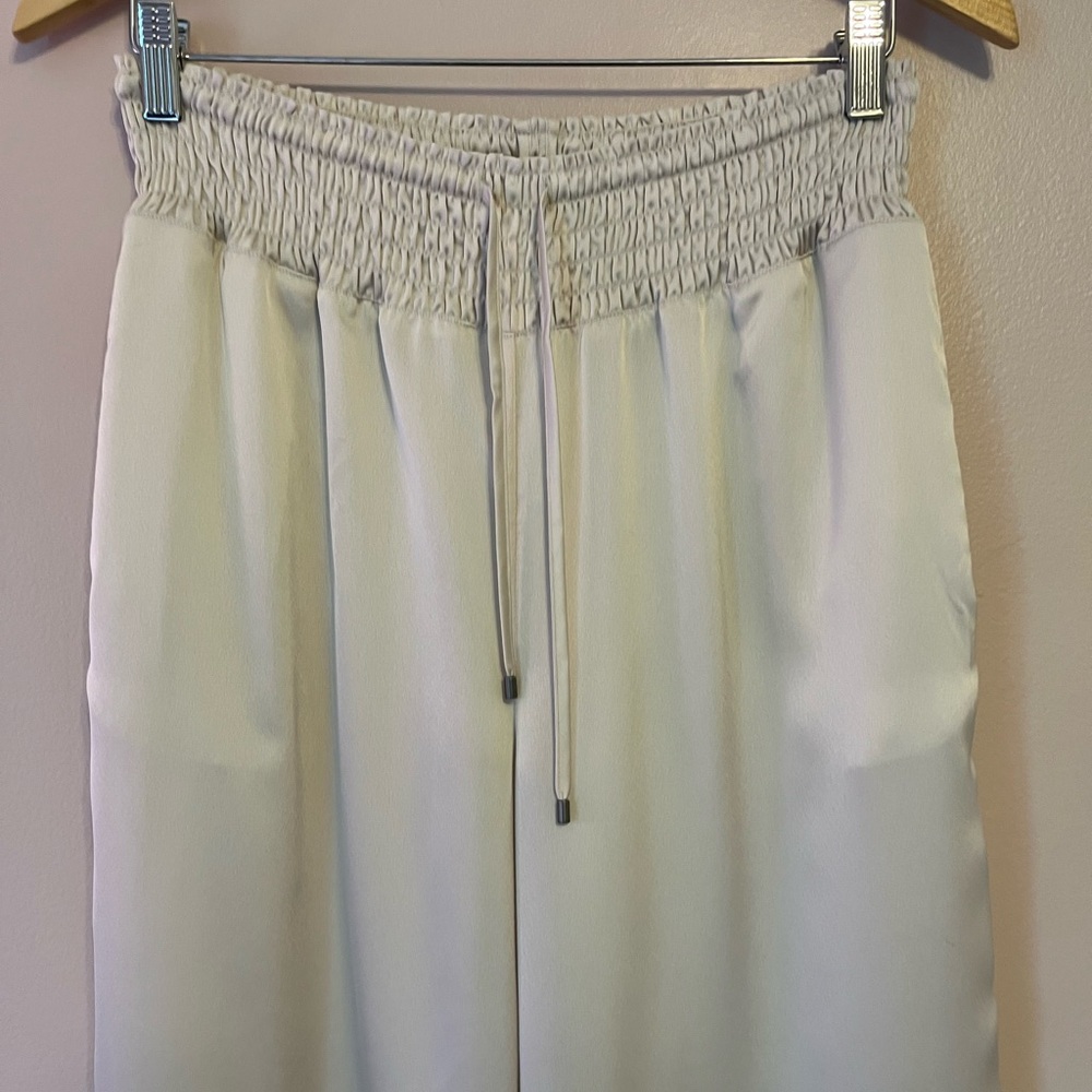 Brochu Walker Gorja Pant Satin Pull On Dust Ivory Medium Quiet Luxury Wide Leg - Picture 6 of 12